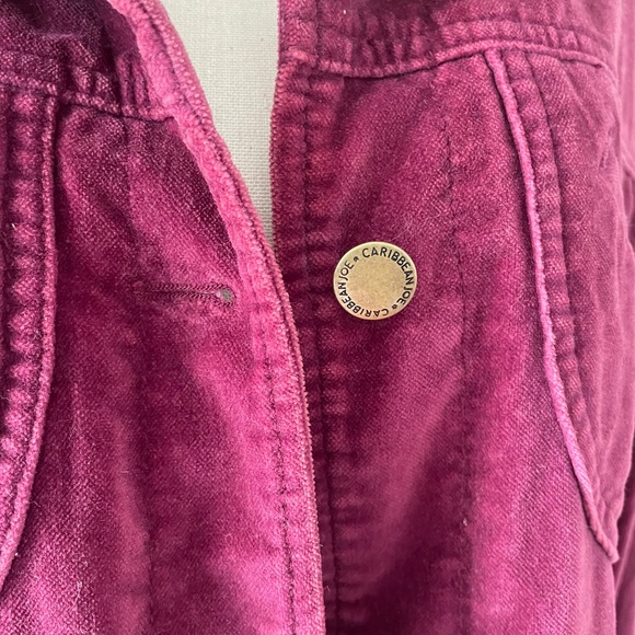Vintage Velvet Caribbean Joe Burgundy Cotton Button Down Shacket Barn Jacket 2X - Picture 7 of 10